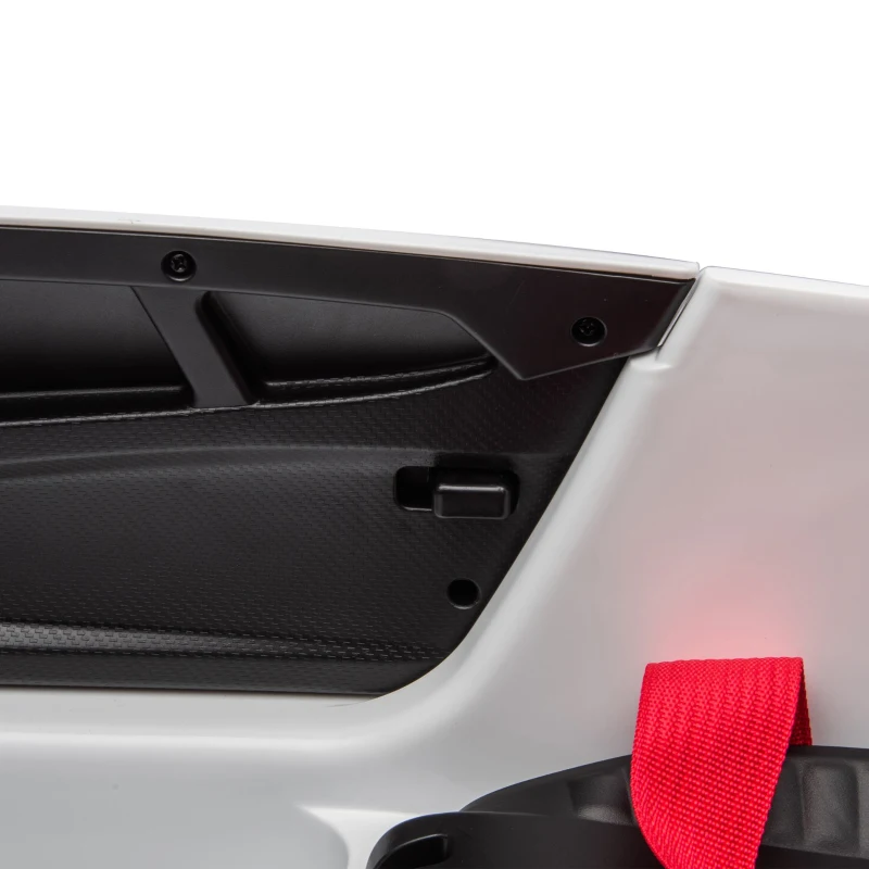 24V Lamborghini Huracan Sto Kids Drift Car with Remote Control, Dual-Drive Suspension, LED Lights, USB, Ages 3-8, 46" L x 27" W x 17" H, White