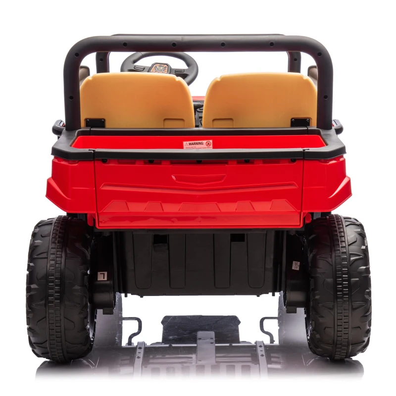 24V 2-Seater Kids Ride On UTV with Parent Control, Automatic Tipping Bucket, Ride on Toys with Slow Start and Bluetooth, for Ages 3-8, Red