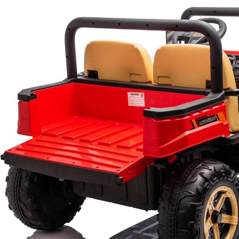 24V 2-Seater Kids Ride On UTV with Parent Control, Automatic Tipping Bucket, Ride on Toys with Slow Start and Bluetooth, for Ages 3-8, Red