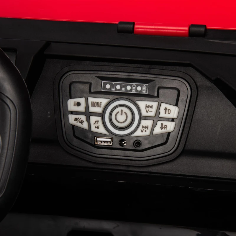 24V 2-Seater Kids Police Car with Parent Control, Bluetooth, MP3, LED Lights, 4-Wheel Suspension, 47.5" L x 32.5" W x 25" H, White+Red