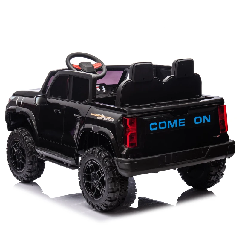 24V 2-Seater Kids Electric Pickup with 4WD 800W Motors, Remote Control, USB, Bluetooth, Safety Belts, Ages 3+, 47" L x 31" W x 27.5" H, Black