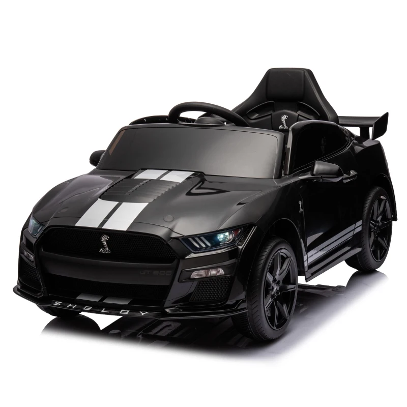12V 3-Speed Ford Mustang Shelby GT500 Ride-On Car with Remote Control and Safe Belt, Ride on Toys with AUX/USB MP3 for Kids Age 3+, Black