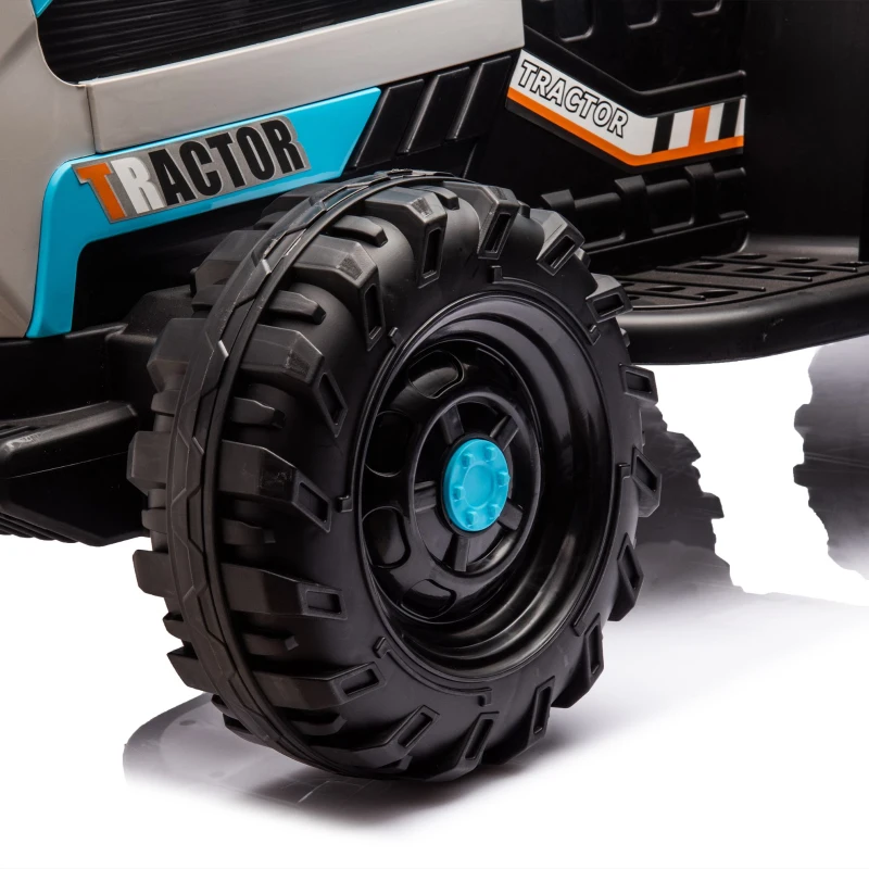 24V 3-Speed Ride-On Tractor with Trailer and Safety Belt, Battery Powered Electric Toy with Remote Control and Bluetooth, for Ages 3-6, Blue