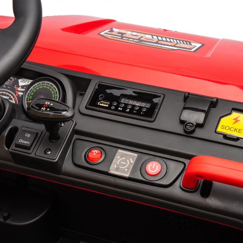 24V 2-Seater Kids Ride On UTV with Parent Control, Automatic Tipping Bucket, Ride on Toys with Slow Start and Bluetooth, for Ages 3-8, Red