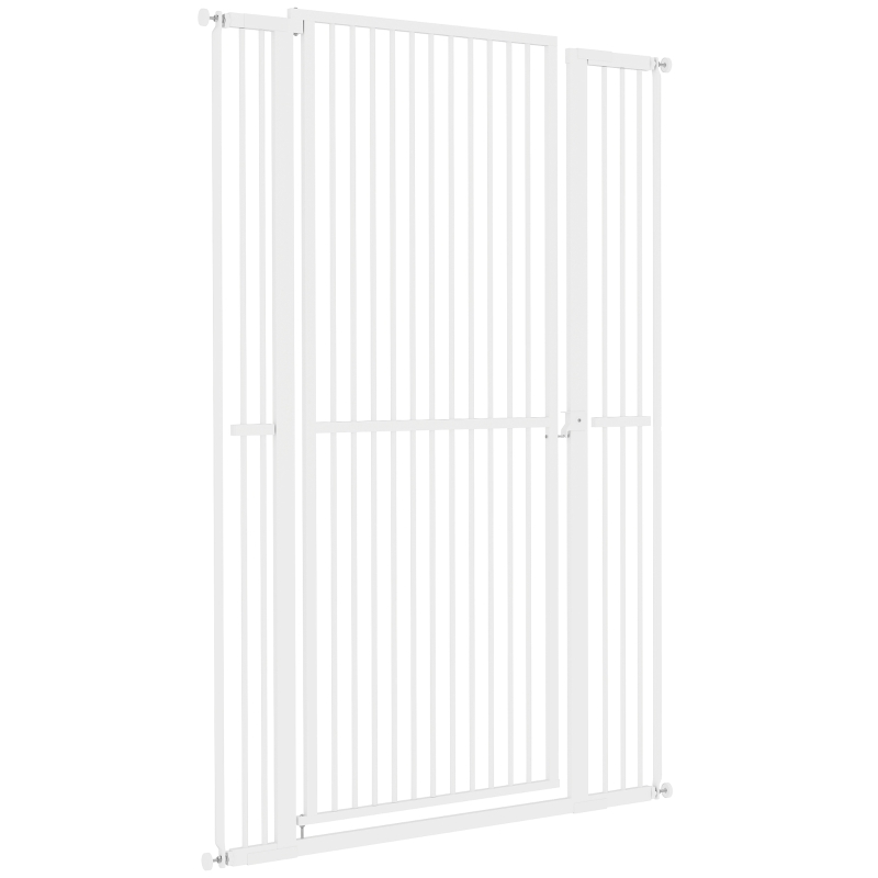 PawHut 59" Extra Tall Cat Gate, 30"-41" Pet Gate with 2.8" and 5.5" Extensions, for Doorway, Hallway, Stairway, White