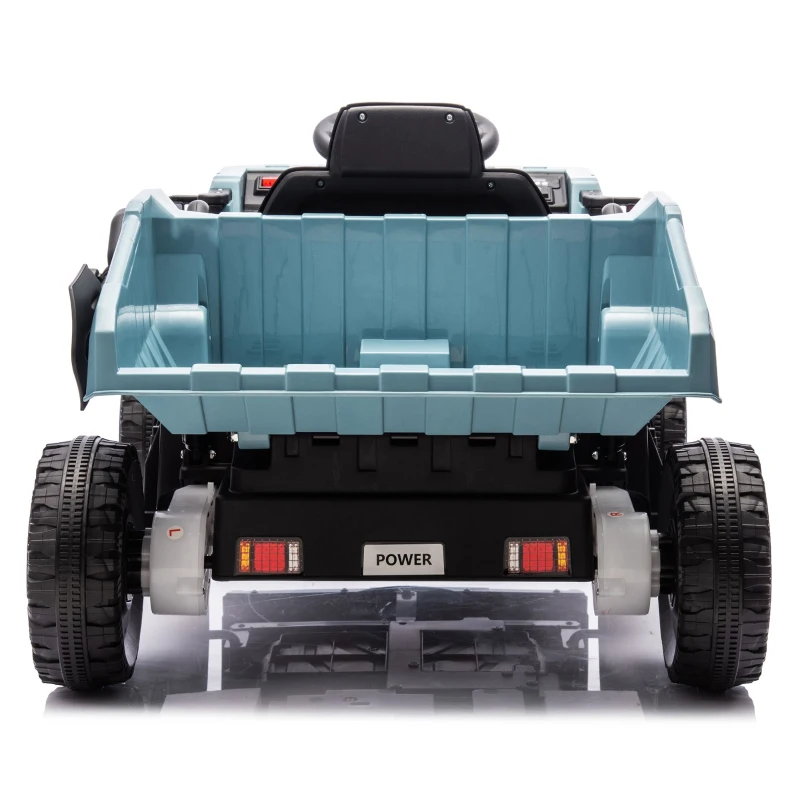 12V Kids Ride-On Dump Truck with Parent Control, Electric Dump Bed, Rear-Wheel Suspension, Bluetooth, Adjustable Speed, for Ages 3-5, Blue