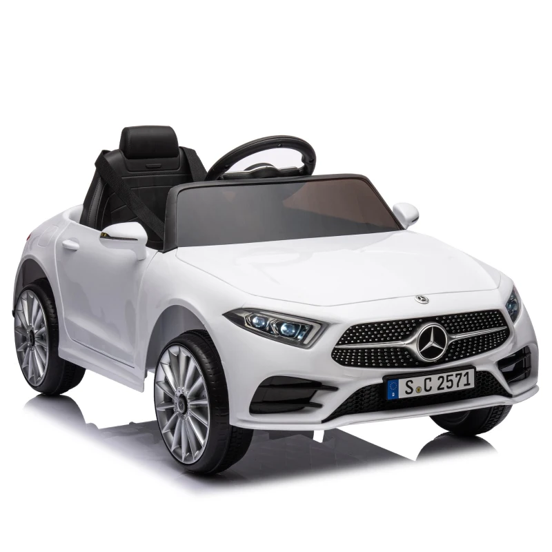 12V Licensed Mercedes-Benz CLS 350 Kids Ride On Car with Remote Control, 4-Wheel Suspension, USB/SD Ports, for Ages 37-95 Months, White