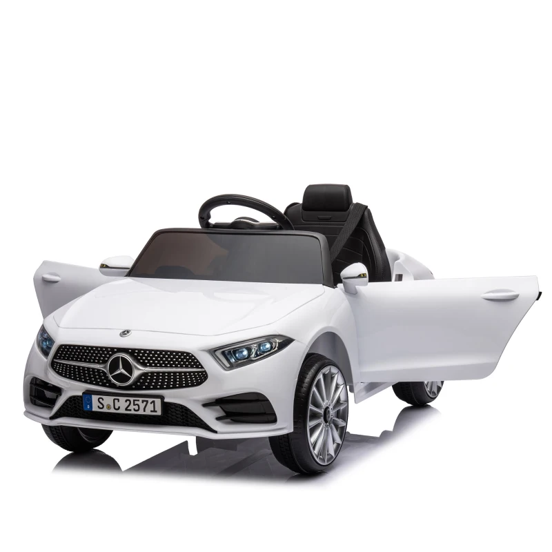 12V Licensed Mercedes-Benz CLS 350 Kids Ride On Car with Remote Control, 4-Wheel Suspension, USB/SD Ports, for Ages 37-95 Months, White