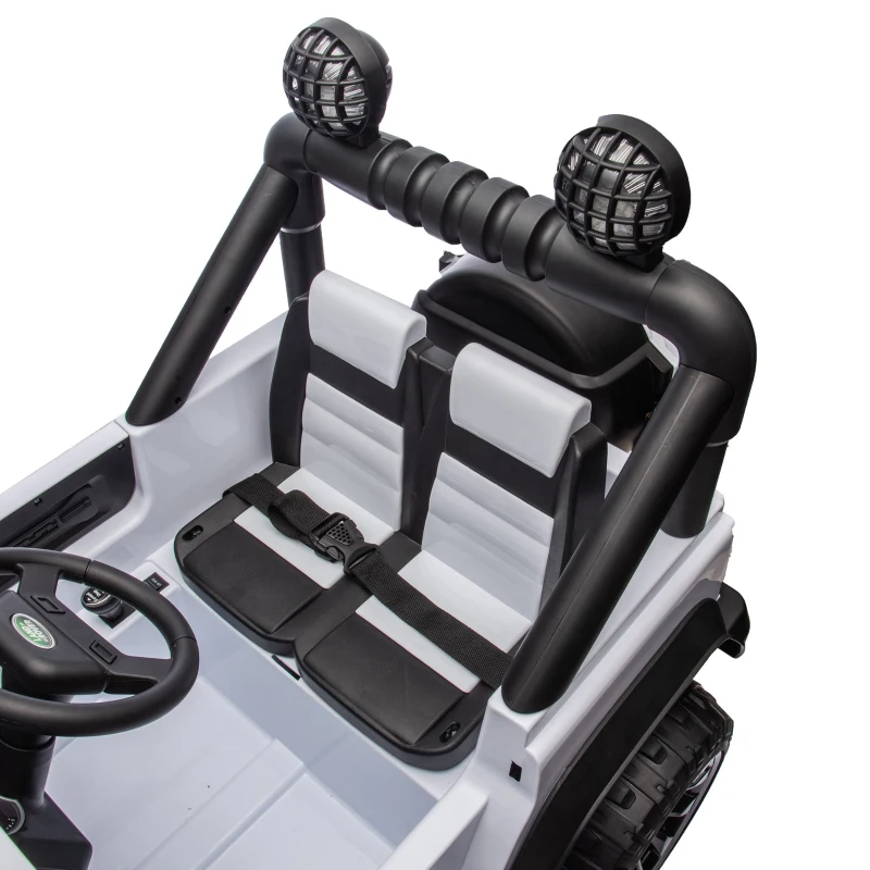 24V Licensed Land Rover Defender Toy Car with Parent Control, Dual-Drive, 4-Wheel Suspension, Bluetooth, Adjustable Speeds, for Ages 3-7, White