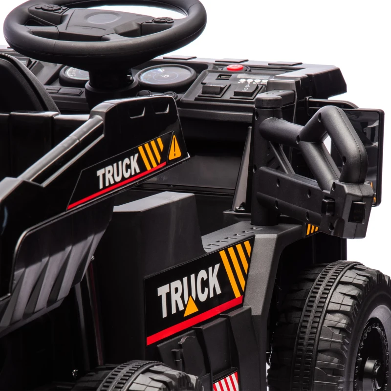 12V Kids Ride-On Dump Truck with Parent Control, Electric Dump Bed, Rear-Wheel Suspension, Bluetooth, Adjustable Speed, for Ages 3-5, Black