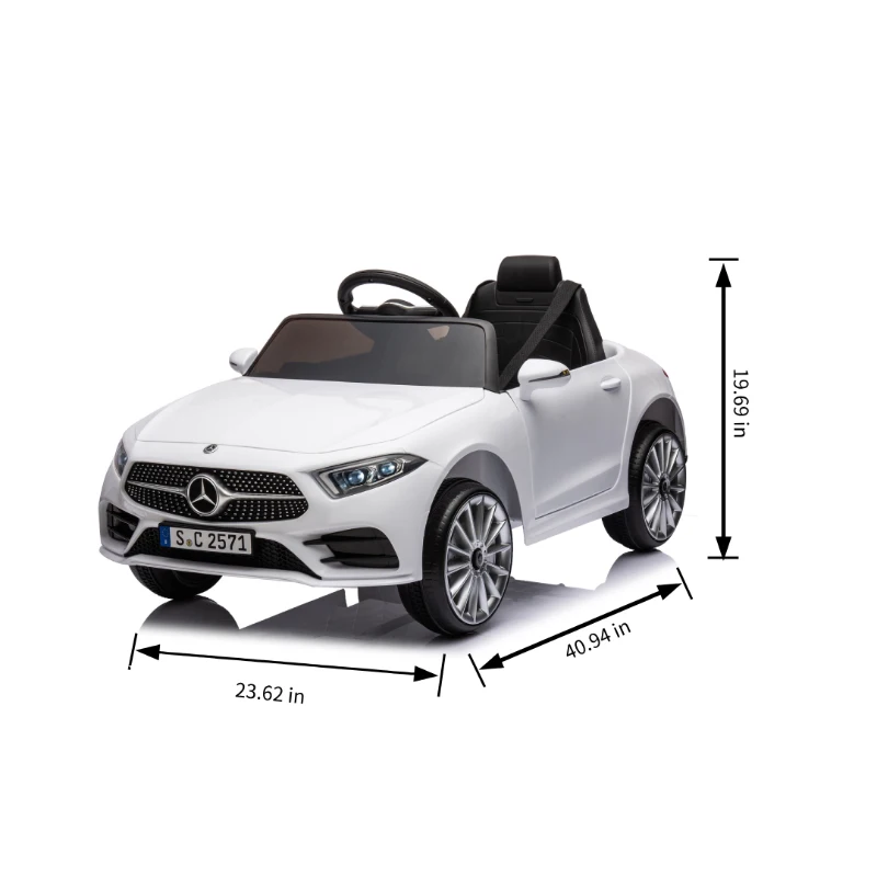 12V Licensed Mercedes-Benz CLS 350 Kids Ride On Car with Remote Control, 4-Wheel Suspension, USB/SD Ports, for Ages 37-95 Months, White