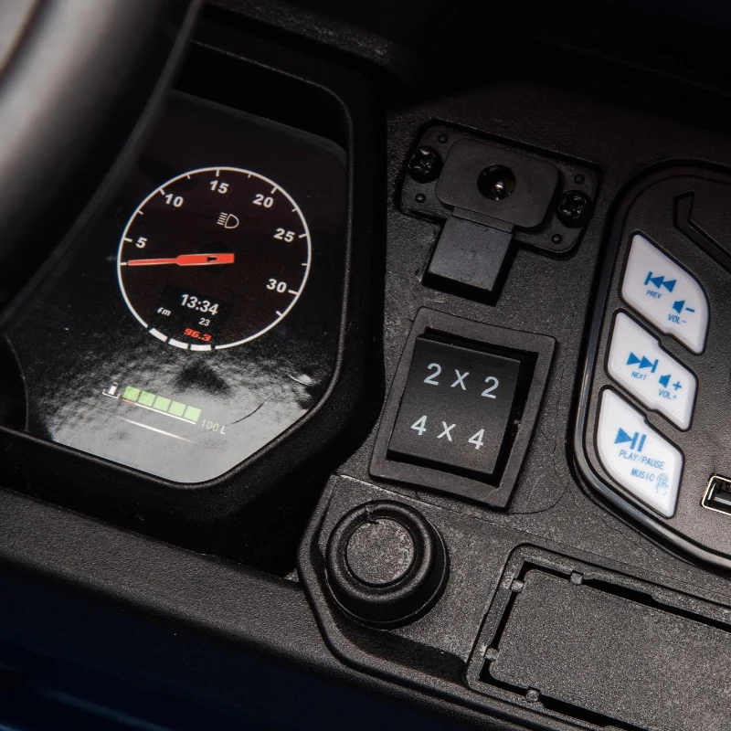 24V 2-Seater Kids Ride-On Car with Remote Control, 4WD, USB & Bluetooth, Safety Belts, Electric Pickup for Ages 3+, 47" L x 31" W x 27.5" H, Blue