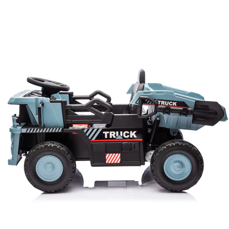 12V Kids Ride-On Dump Truck with Parent Control, Electric Dump Bed, Rear-Wheel Suspension, Bluetooth, Adjustable Speed, for Ages 3-5, Blue