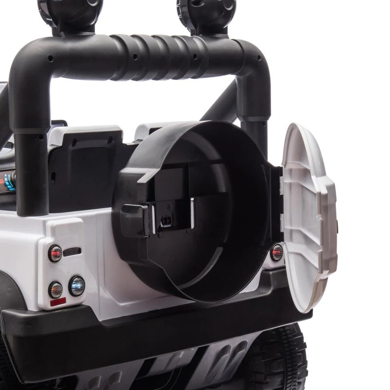 24V Licensed Land Rover Defender Toy Car with Parent Control, Dual-Drive, 4-Wheel Suspension, Bluetooth, Adjustable Speeds, for Ages 3-7, White