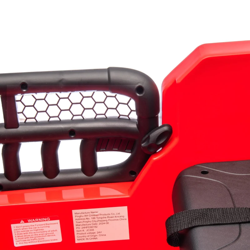 24V 2-Seater Kids Car with Parent Control, 4-Wheel Suspension, Bluetooth, USB, MP3, Ride-on Toys for Ages 3+, 47" L x 31.5" W x 32" H, Red