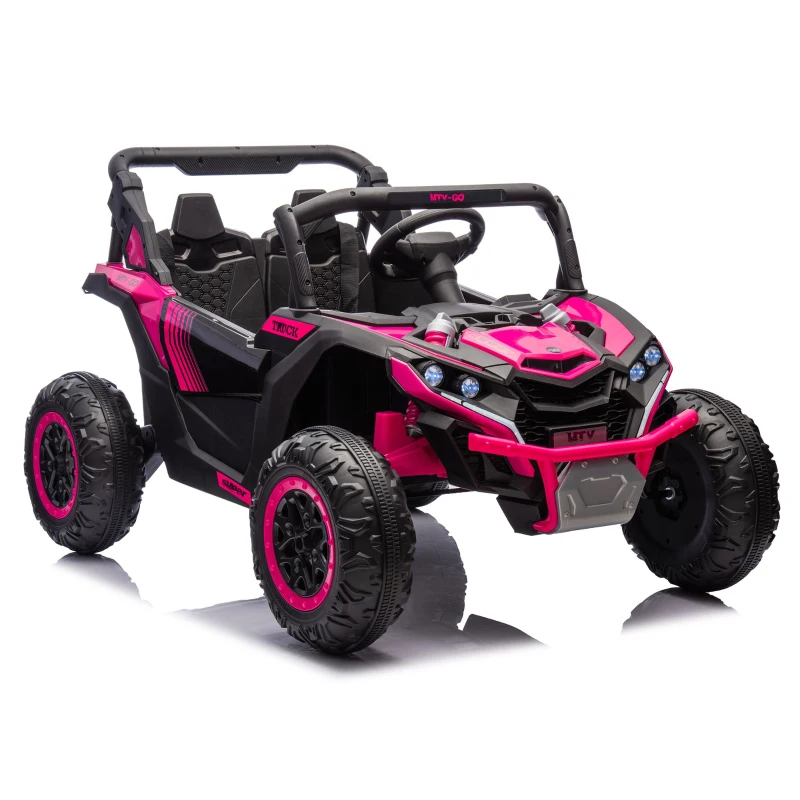 24V 2-Seater Kids Ride On UTV with Remote Control, 4-Wheel Suspension, Ride on Toys with Slow Start, Anti-Collision Bar, and Music, Pink