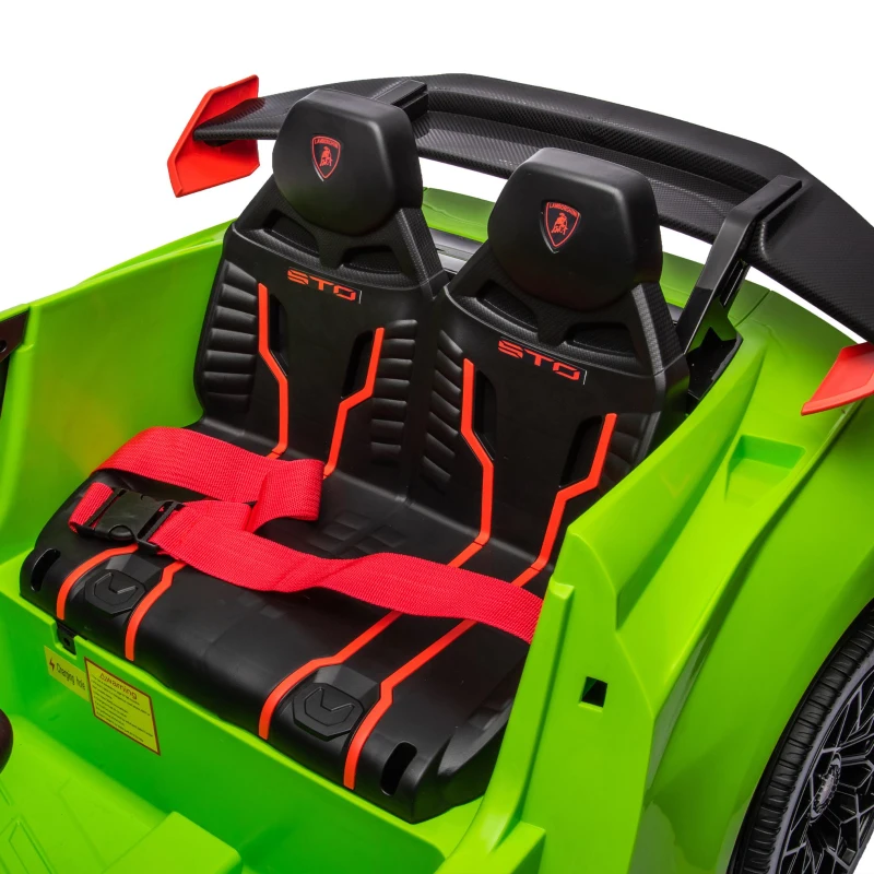 24V Lamborghini Huracan Sto Kids Electric Ride-On Drift Car with Speeds 1.86-5.59 MPH, Foam Front Wheels, and 360° Spin, for Ages 3-8, Green