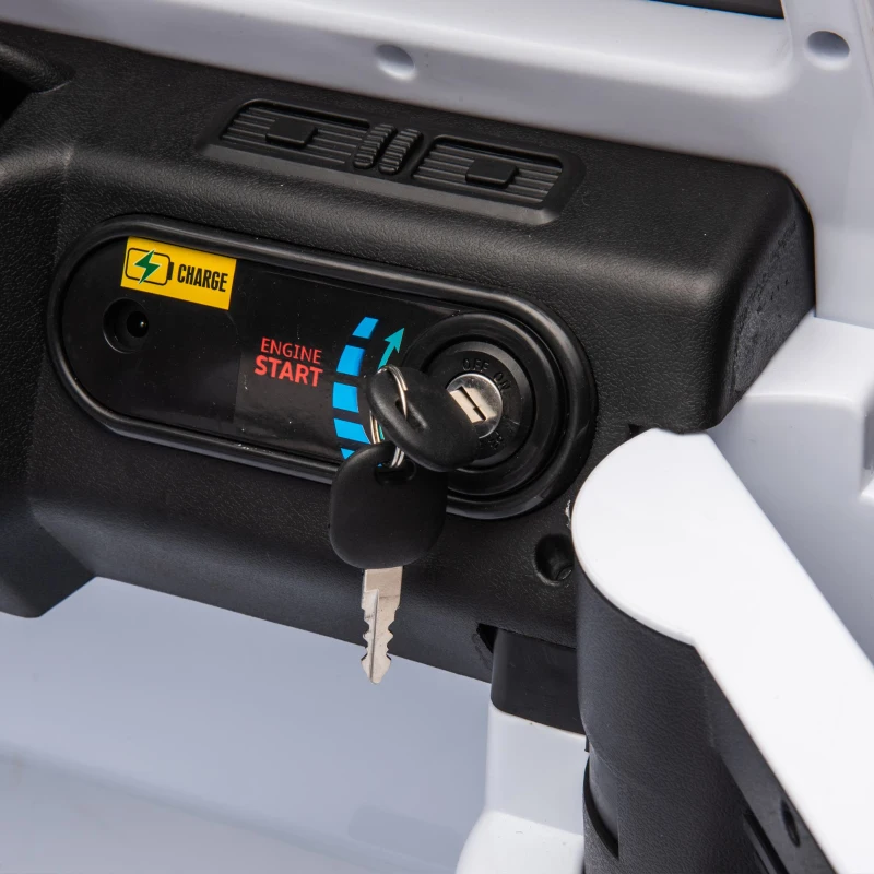 24V Licensed Land Rover Defender Toy Car with Parent Control, Dual-Drive, 4-Wheel Suspension, Bluetooth, Adjustable Speeds, for Ages 3-7, White