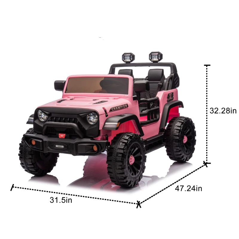 24V 2-Seater Kids Ride-On Car with Parent Control, 4-Wheel Suspension, USB, MP3, Bluetooth, Toy Car for Ages 3+, 47" L x 31.5" W x 32" H, Pink