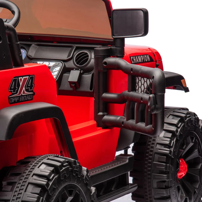 24V 2-Seater Kids Car with Parent Control, 4-Wheel Suspension, Bluetooth, USB, MP3, Ride-on Toys for Ages 3+, 47" L x 31.5" W x 32" H, Red