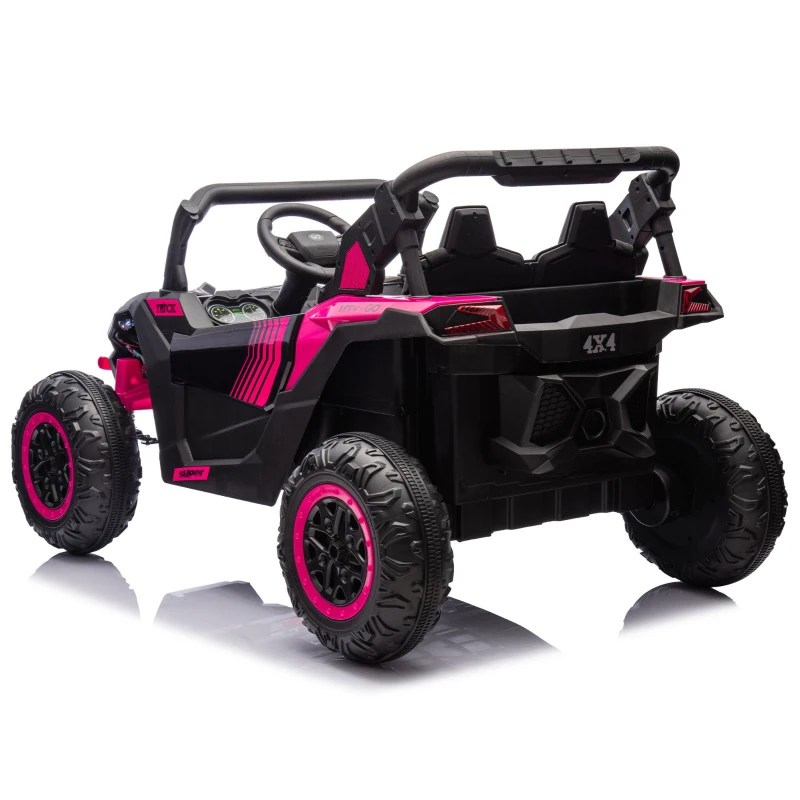 24V 2-Seater Kids Ride On UTV with Remote Control, 4-Wheel Suspension, Ride on Toys with Slow Start, Anti-Collision Bar, and Music, Pink