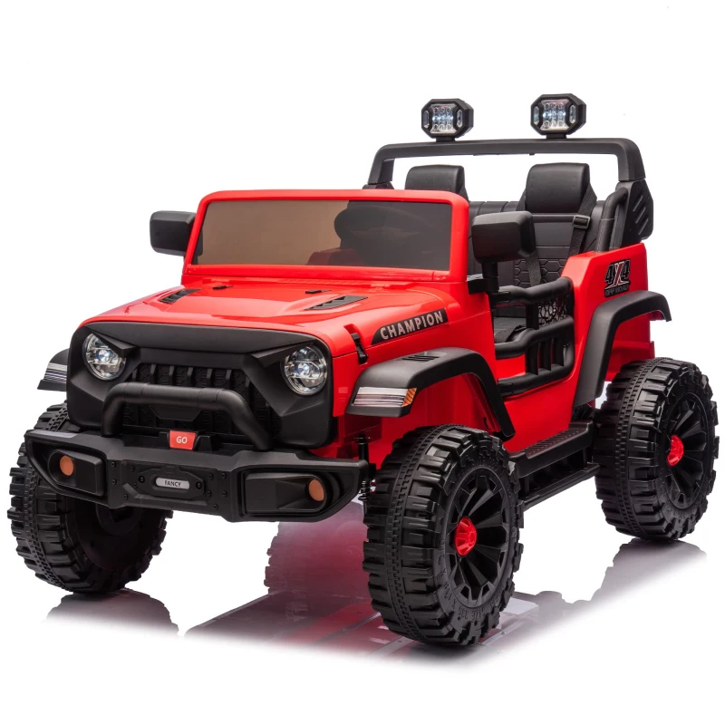 24V 2-Seater Kids Car with Parent Control, 4-Wheel Suspension, Bluetooth, USB, MP3, Ride-on Toys for Ages 3+, 47" L x 31.5" W x 32" H, Red