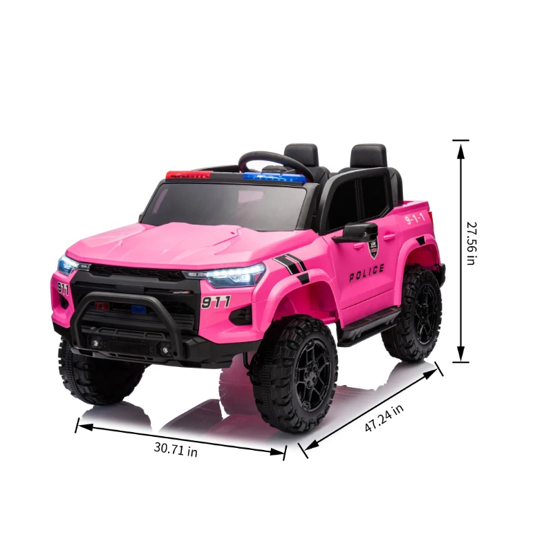 24V 2-Seater Kids Ride On Electric Pickup with Parent Control, Ride On Car with Safety Belts and Adjustable Speed, for Ages 3+, Rose Red