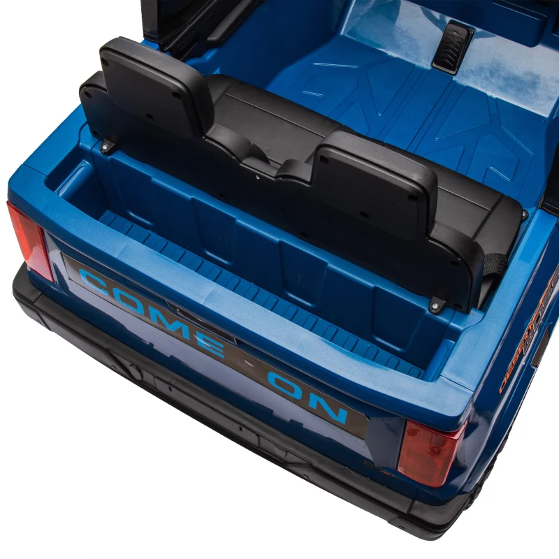 24V 2-Seater Kids Ride-On Car with Remote Control, 4WD, USB & Bluetooth, Safety Belts, Electric Pickup for Ages 3+, 47" L x 31" W x 27.5" H, Blue