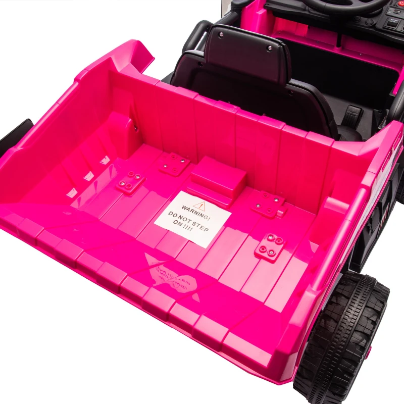 12V Kids Ride-On Dump Truck with Parent Control, Electric Dump Bed, Rear-Wheel Suspension, Bluetooth, Adjustable Speed, for Ages 3-5, Pink