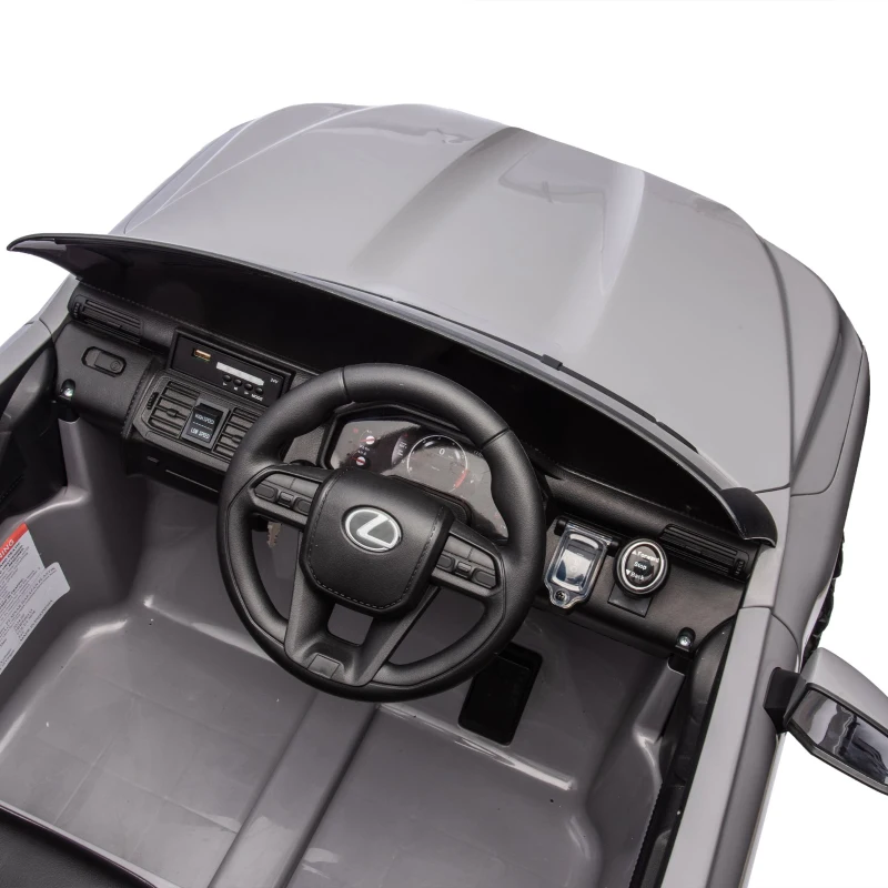 24V 2-Seater Licensed LEXUS LX600 Kids Ride-On Car with Parent Control, 4-Wheel Suspension, Bluetooth, MP3, Adjustable Speeds, Ages 3-7, Gray