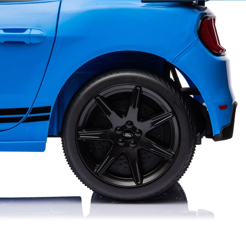 12V Ford Mustang Car with Remote Control, LED Lights, AUX/USB MP3, Safe Belt, Ride-On Car for Age 3+, 41.5" L x 25.5" W x 20" H, Blue