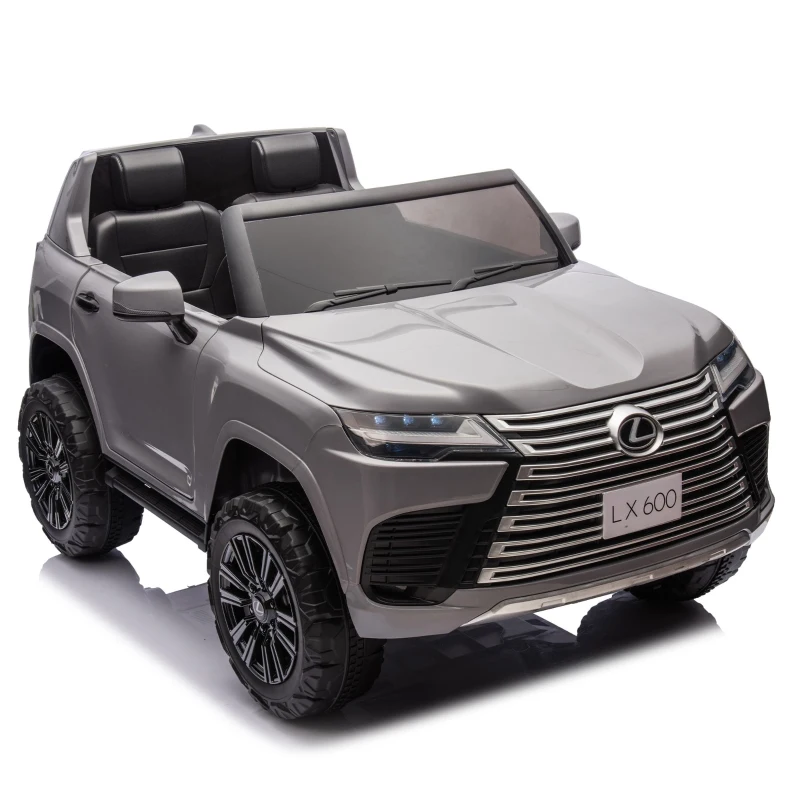 24V 2-Seater Licensed LEXUS LX600 Kids Ride-On Car with Parent Control, 4-Wheel Suspension, Bluetooth, MP3, Adjustable Speeds, Ages 3-7, Gray