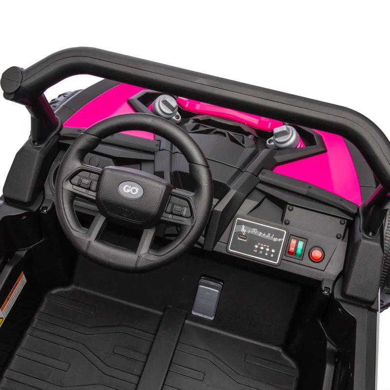 24V 2-Seater Kids Ride On UTV with Remote Control, 4-Wheel Suspension, Ride on Toys with Slow Start, Anti-Collision Bar, and Music, Pink