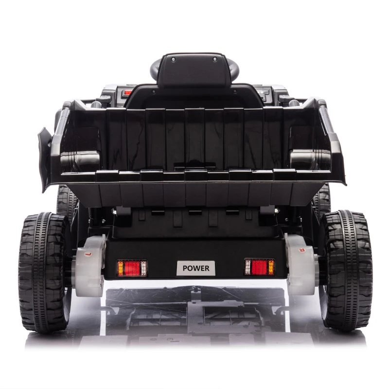 12V Kids Ride-On Dump Truck with Parent Control, Electric Dump Bed, Rear-Wheel Suspension, Bluetooth, Adjustable Speed, for Ages 3-5, Black