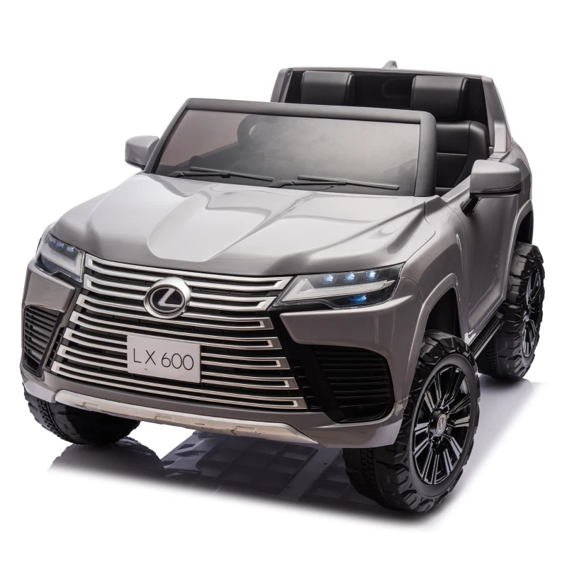 24V 2-Seater Licensed LEXUS LX600 Kids Ride-On Car with Parent Control, 4-Wheel Suspension, Bluetooth, MP3, Adjustable Speeds, Ages 3-7, Gray