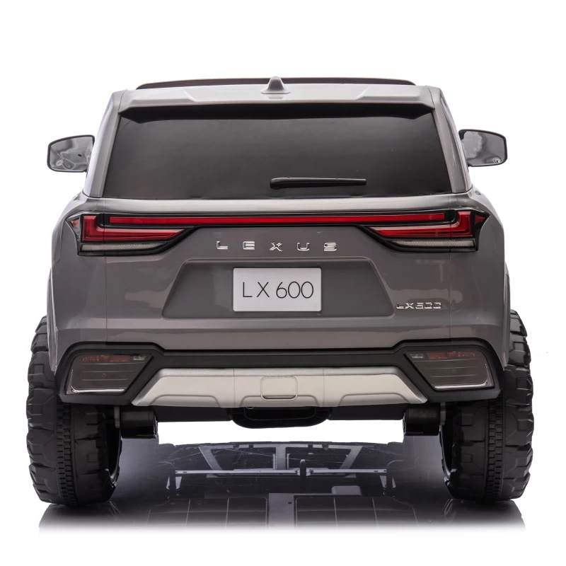24V 2-Seater Licensed LEXUS LX600 Kids Ride-On Car with Parent Control, 4-Wheel Suspension, Bluetooth, MP3, Adjustable Speeds, Ages 3-7, Gray