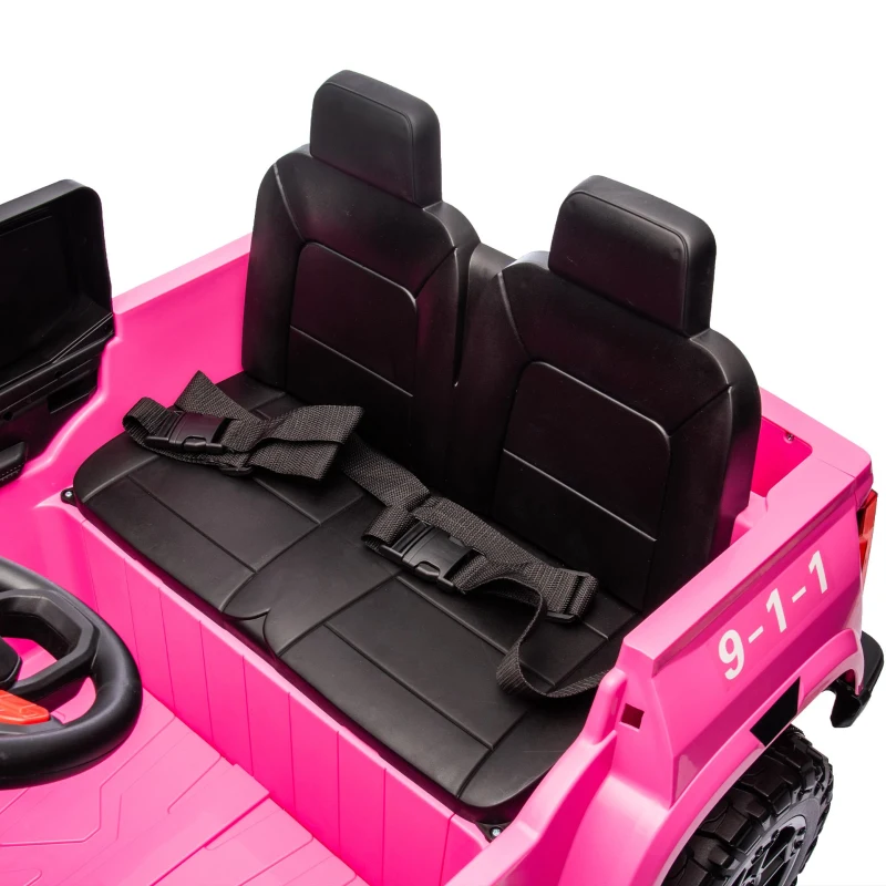 24V 2-Seater Kids Ride On Electric Pickup with Parent Control, Ride On Car with Safety Belts and Adjustable Speed, for Ages 3+, Rose Red
