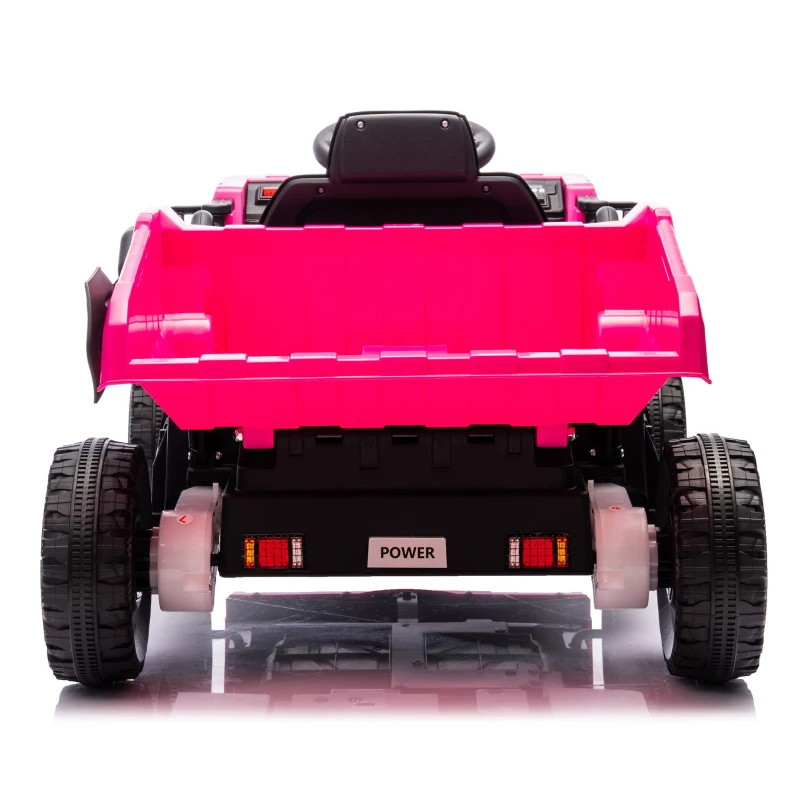12V Kids Ride-On Dump Truck with Parent Control, Electric Dump Bed, Rear-Wheel Suspension, Bluetooth, Adjustable Speed, for Ages 3-5, Pink