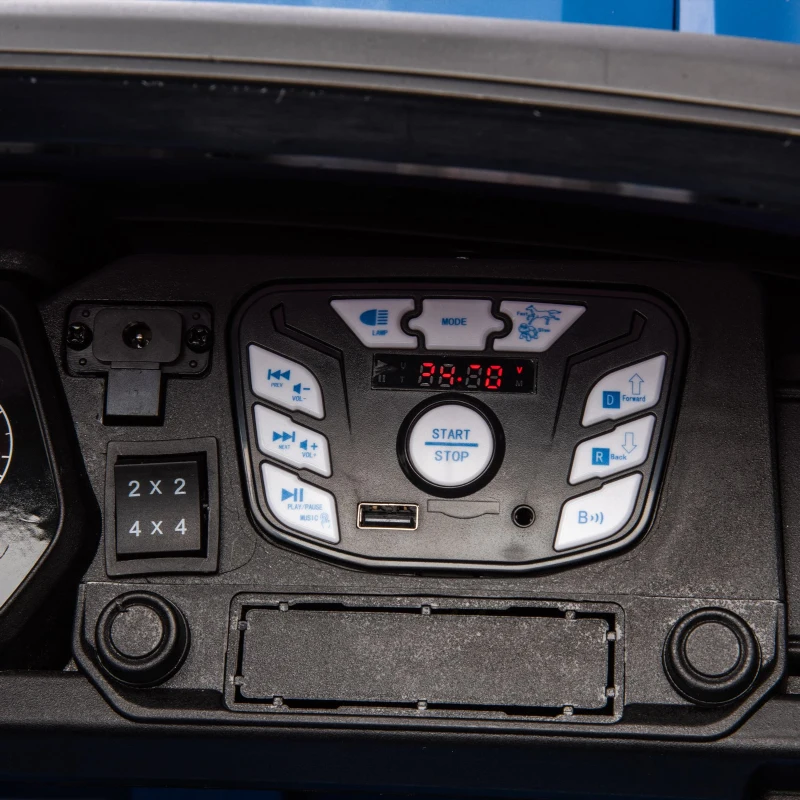 24V 2-Seater Kids Ride-On Car with Remote Control, 4WD, USB & Bluetooth, Safety Belts, Electric Pickup for Ages 3+, 47" L x 31" W x 27.5" H, Blue