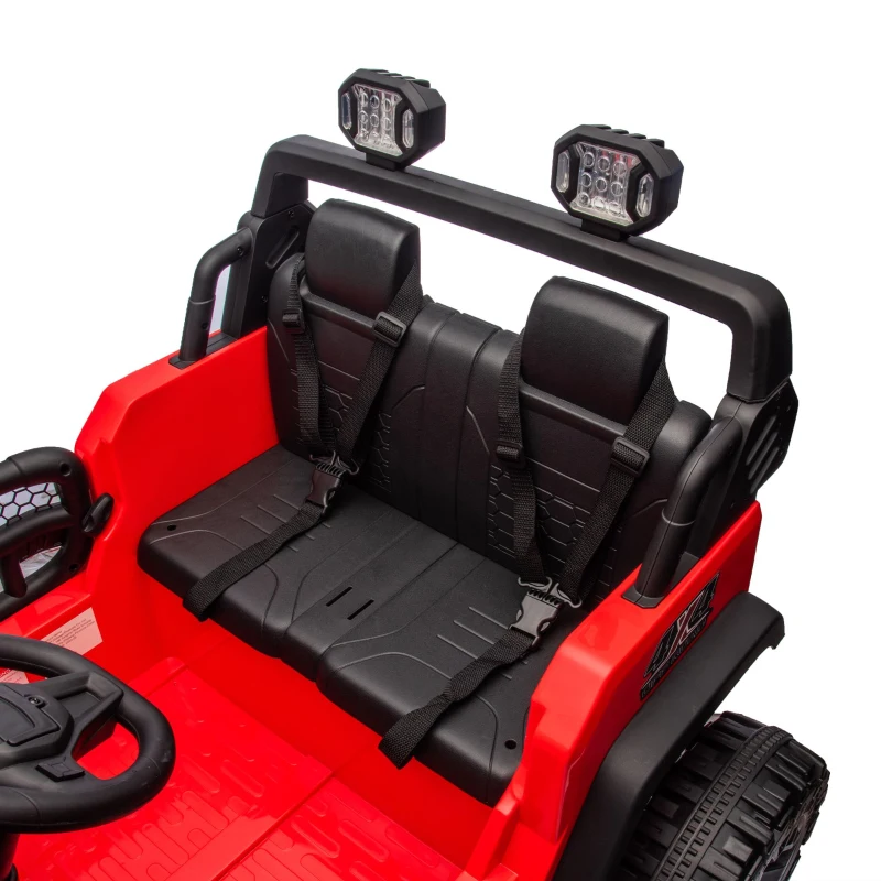 24V 2-Seater Kids Car with Parent Control, 4-Wheel Suspension, Bluetooth, USB, MP3, Ride-on Toys for Ages 3+, 47" L x 31.5" W x 32" H, Red