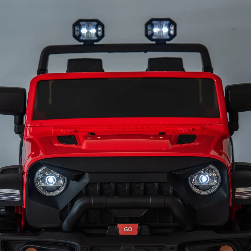 24V 2-Seater Kids Car with Parent Control, 4-Wheel Suspension, Bluetooth, USB, MP3, Ride-on Toys for Ages 3+, 47" L x 31.5" W x 32" H, Red