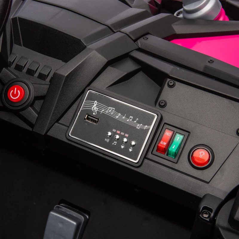 24V 2-Seater Kids Ride On UTV with Remote Control, 4-Wheel Suspension, Ride on Toys with Slow Start, Anti-Collision Bar, and Music, Pink