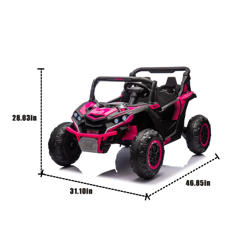 24V 2-Seater Kids Ride On UTV with Remote Control, 4-Wheel Suspension, Ride on Toys with Slow Start, Anti-Collision Bar, and Music, Pink