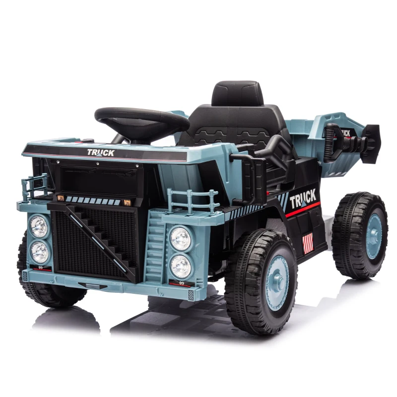 12V Kids Ride-On Dump Truck with Parent Control, Electric Dump Bed, Rear-Wheel Suspension, Bluetooth, Adjustable Speed, for Ages 3-5, Blue