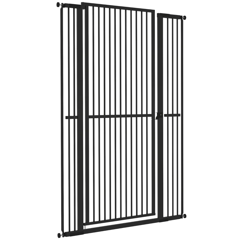 PawHut 59" Extra Tall Cat Gate, 30"-41" Pet Gate with 2.8" and 5.5" Extensions, for Doorway, Hallway, Stairway, Black