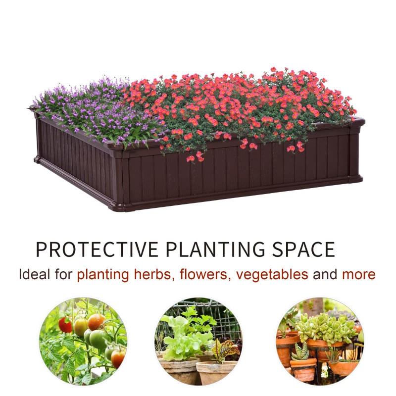 Outsunny 48" x 48" x 12" Raise Garden Bed Kit, Raised Planter Box, Above Ground Garden for Flowers, Herb, Vegetables with Easy Assembly, Brown