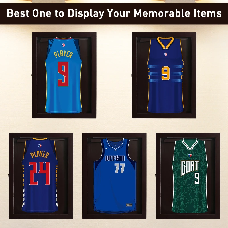 HOMCOM Jersey Display Frame Case, Acrylic Sports Shirt Shadow Box for Basketball Football Baseball, 24" x 32", Brown