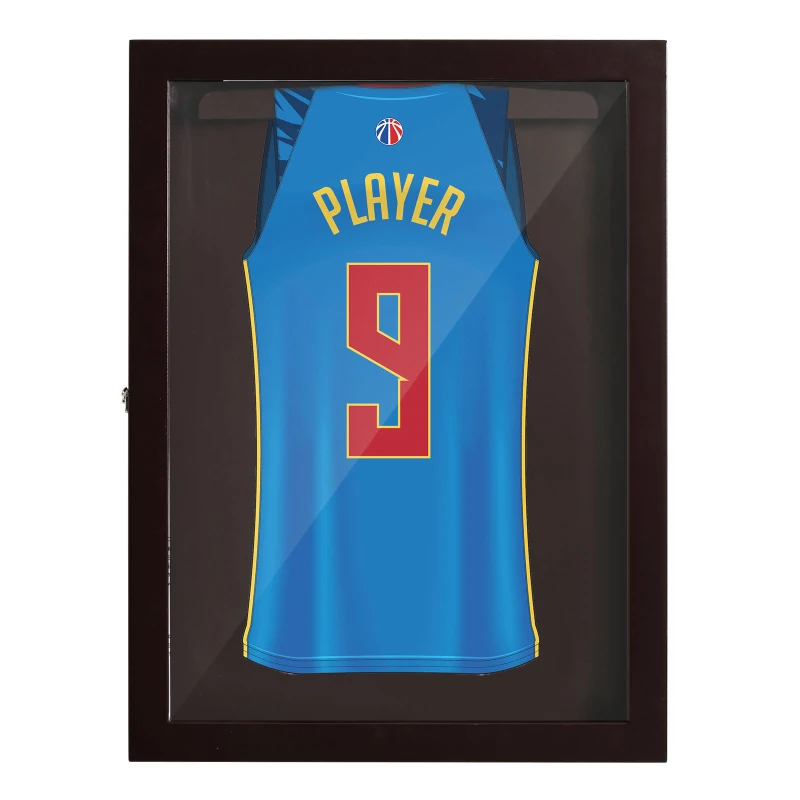 HOMCOM Jersey Display Frame Case, Acrylic Sports Shirt Shadow Box for Basketball Football Baseball, 24" x 32", Brown