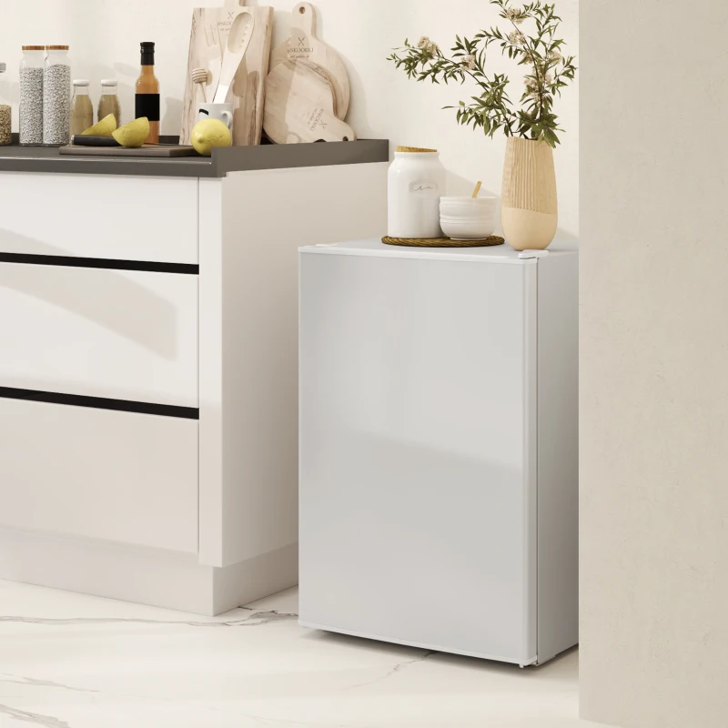 HOMCOM 2.5 Cu.Ft Mini Fridge, Single Door Compact Refrigerator with Freezer, Adjustable Thermostat, Reversible Door, White