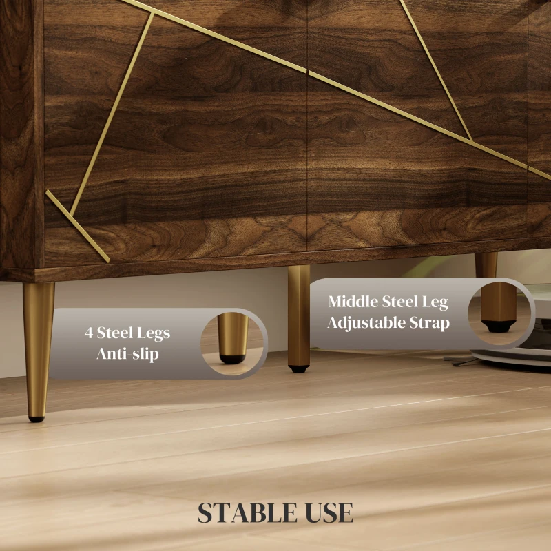 HOMCOM Modern TV Stand for up to 60" TV, TV Cabinet with Adjustable Shelves, Cable Management for Living Room, Rustic Brown